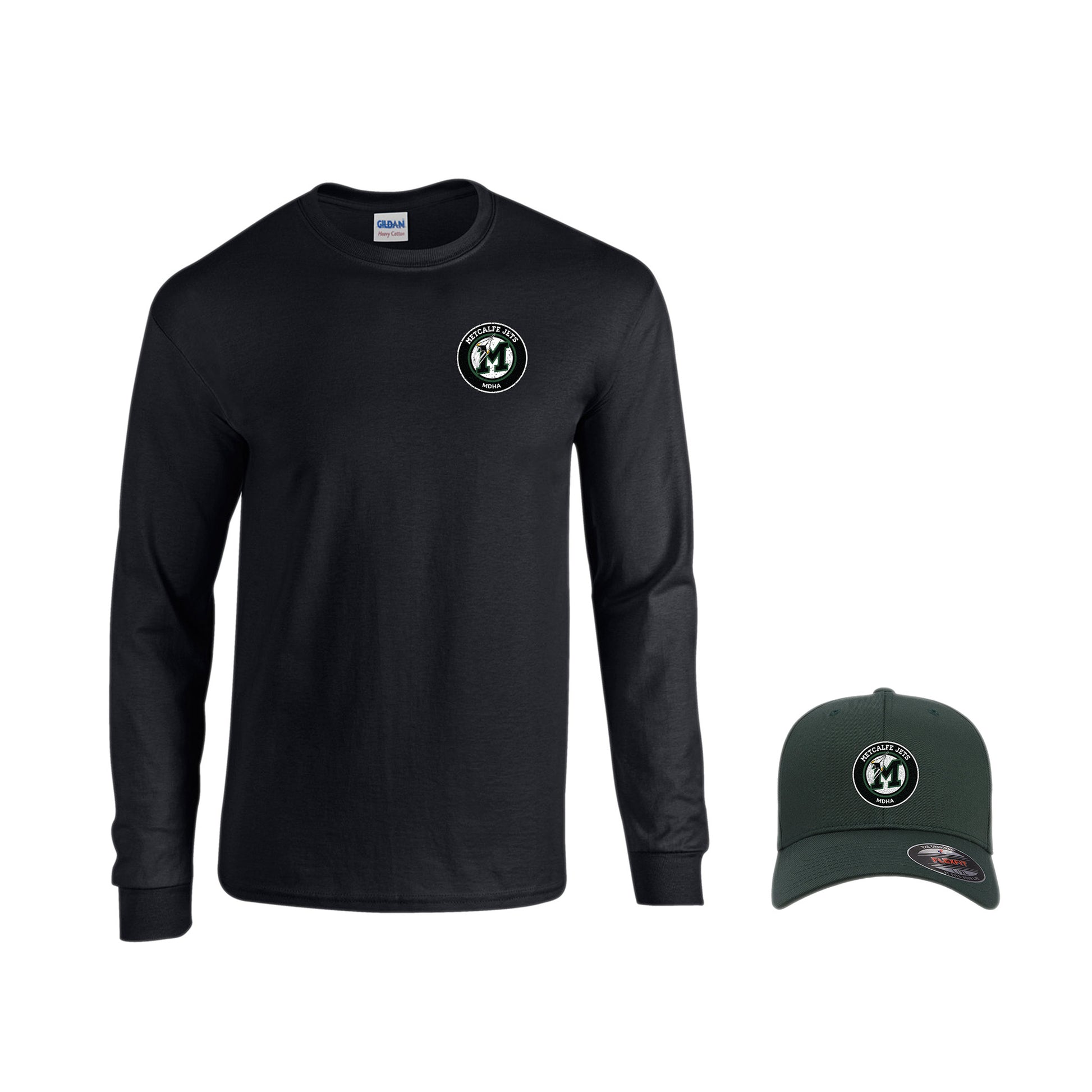 METCALFE JETS - Long Sleeve Cotton T & Green Flex Hat Duo
