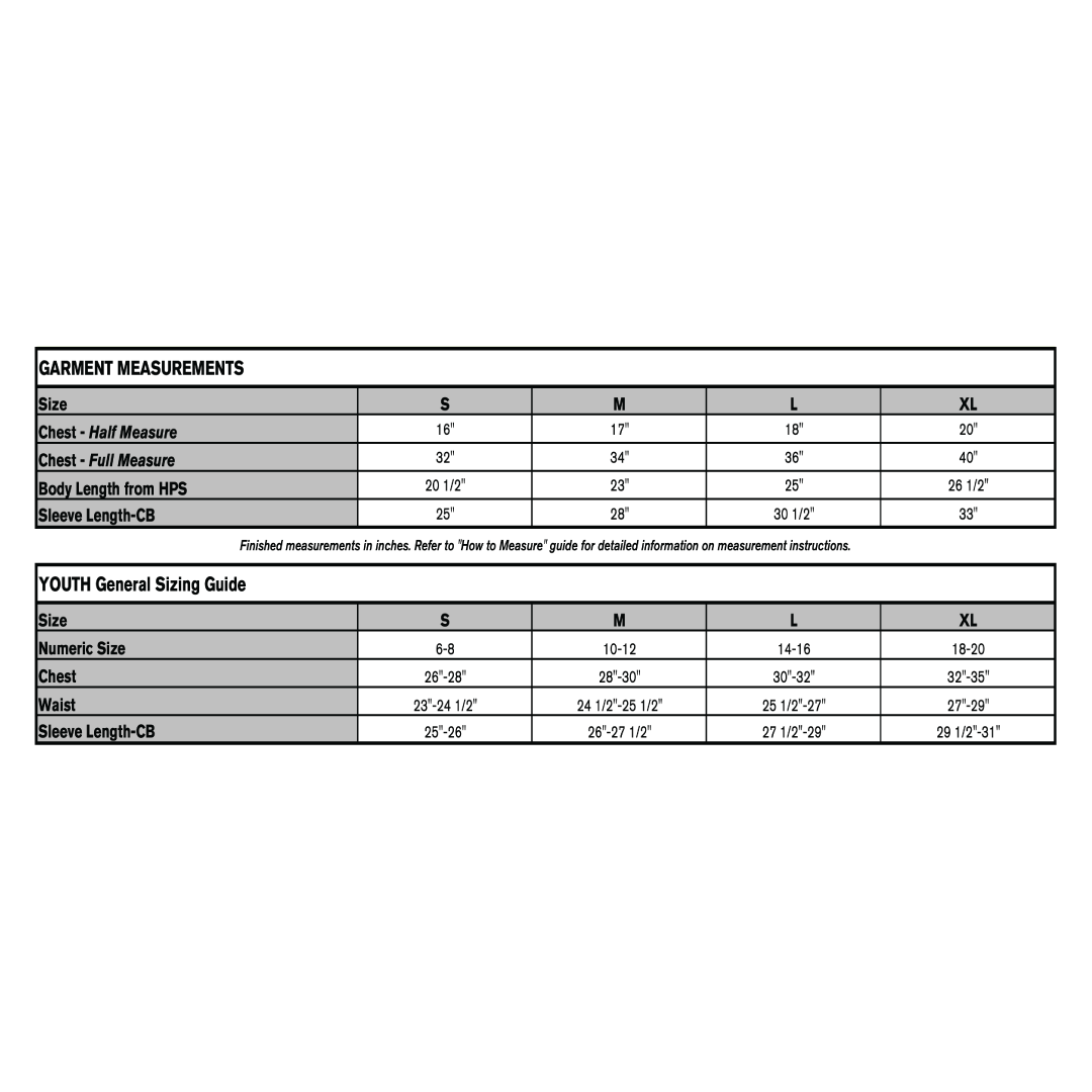 Cotton Hoodie sizing chart youth