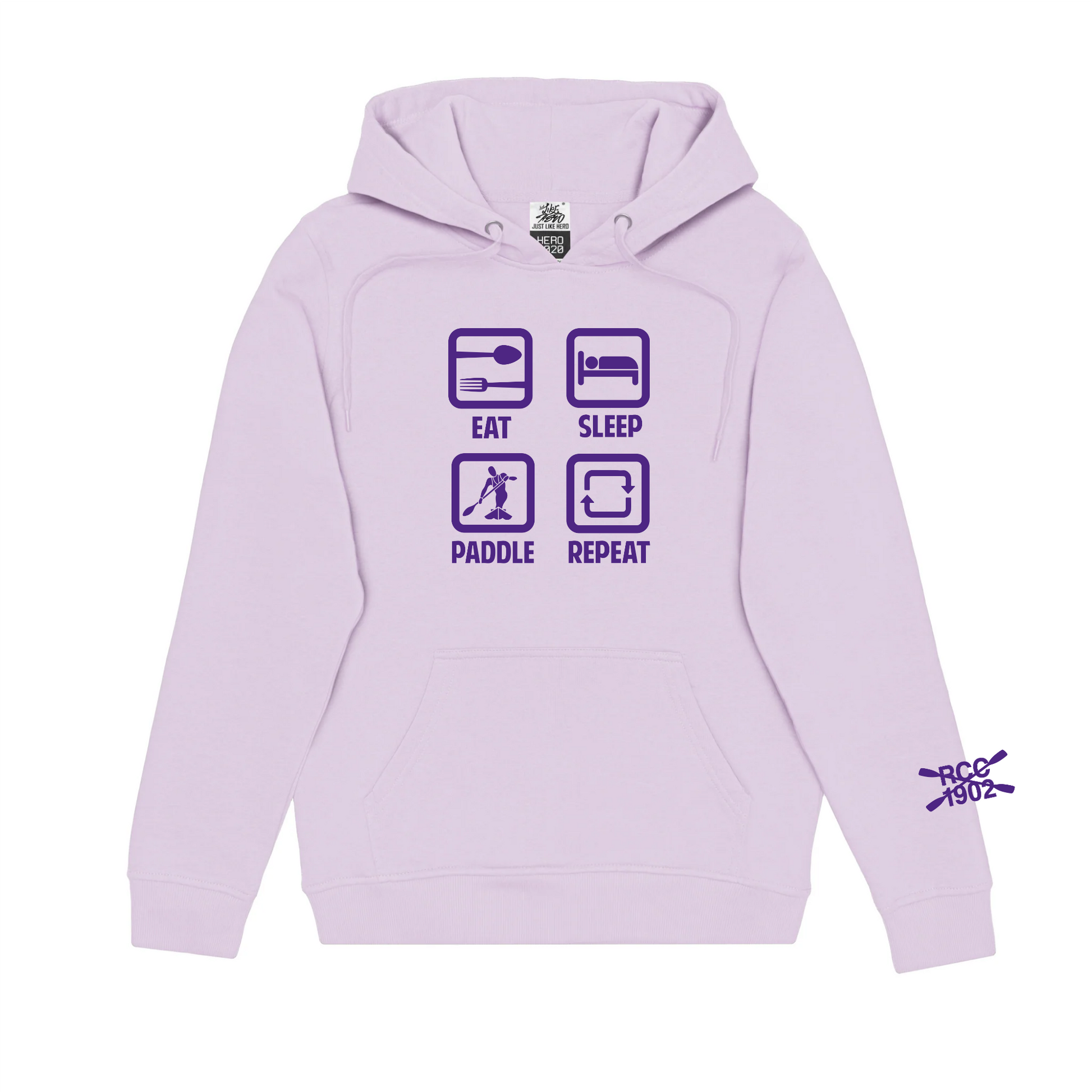 RIDEAU CANOE CLUB - Eat, Sleep, Paddle, Repeat Hooded Icon Sweatshirt - lavender