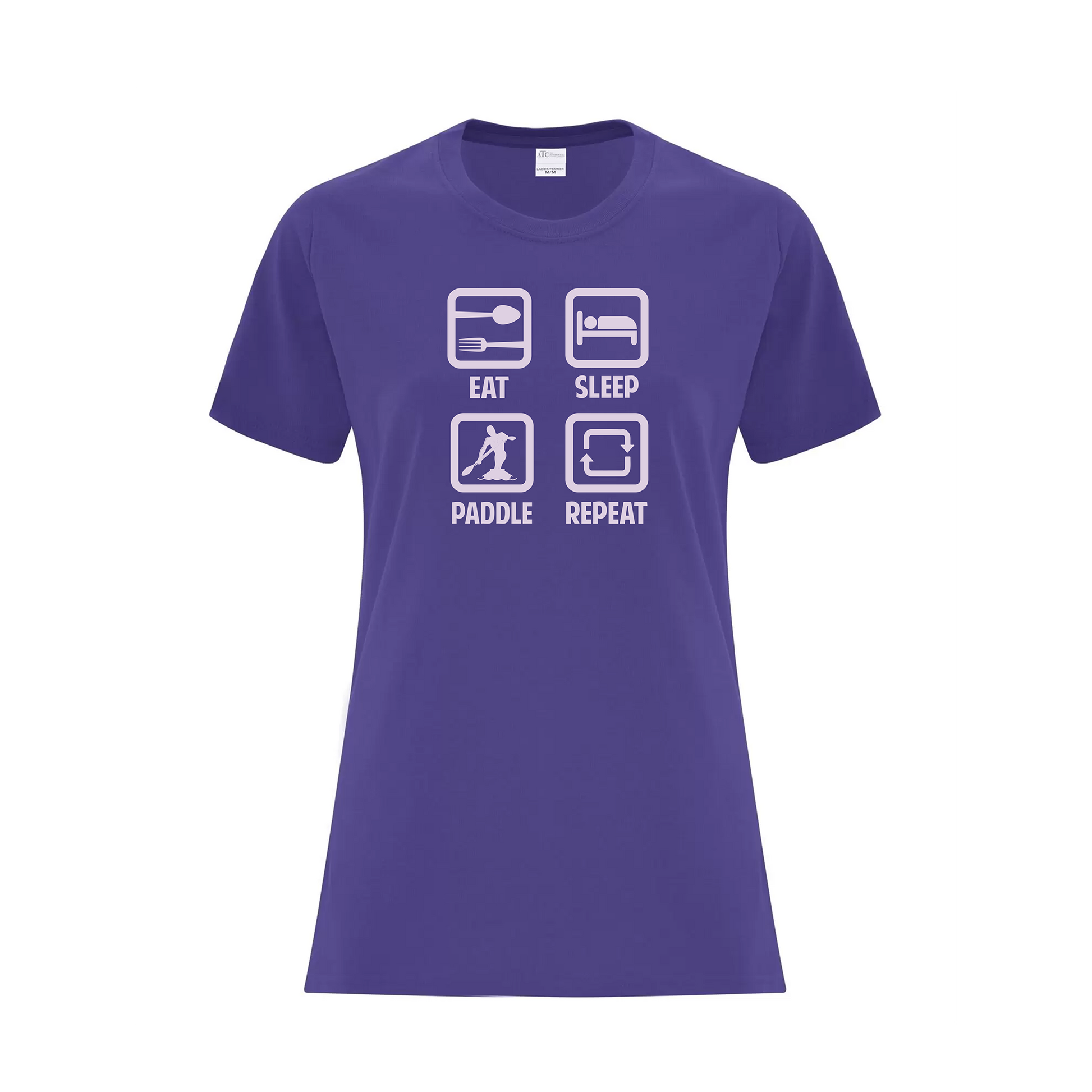 RIDEAU CANOE CLUB - Eat, Sleep, Paddle, Repeat Icon T-Shirt (Ladies) - purple