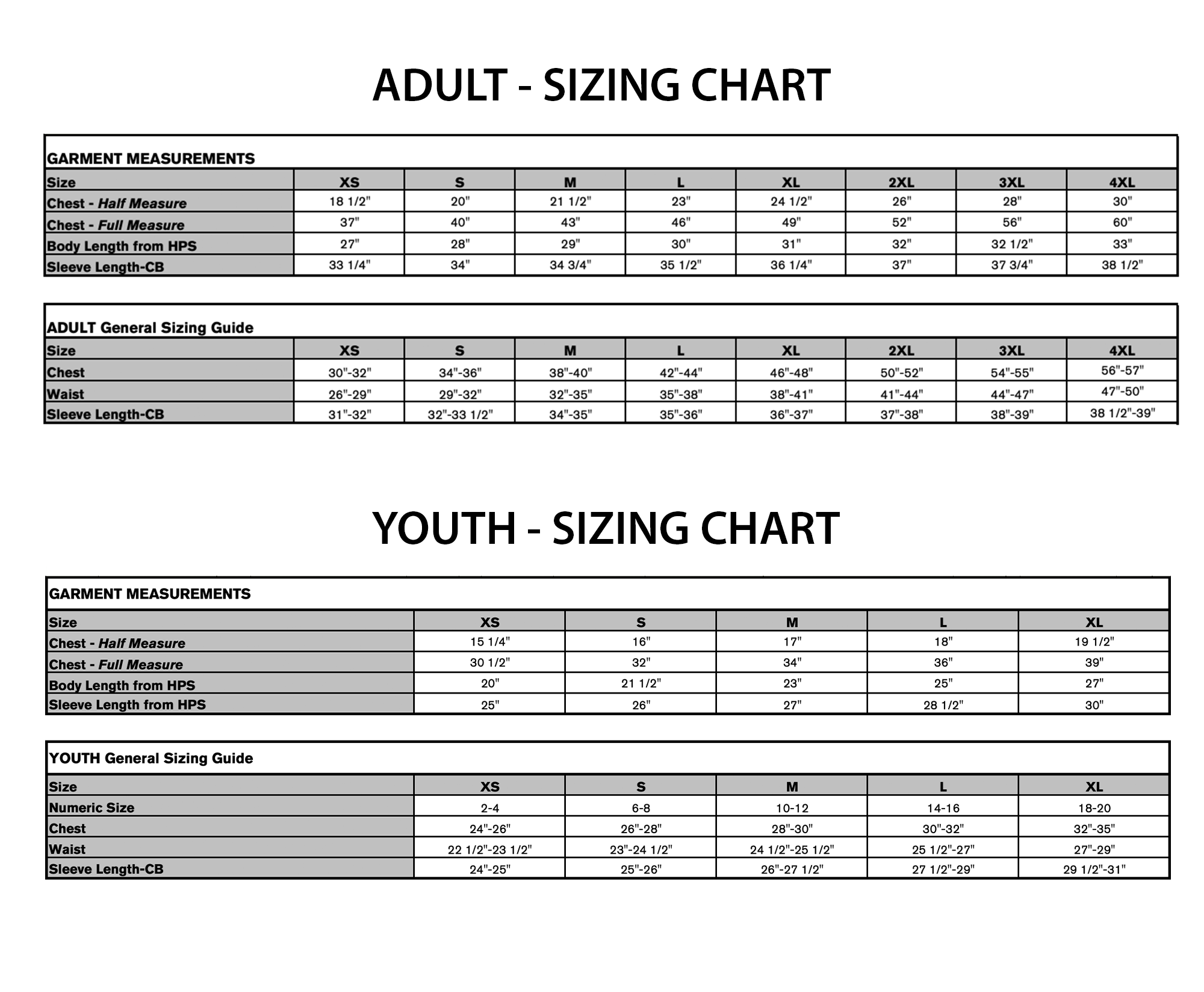 LEITRIM HAWKS - *NEW* Dri-FIT Long Sleeve Shirt (Centre Ice) sizing chart