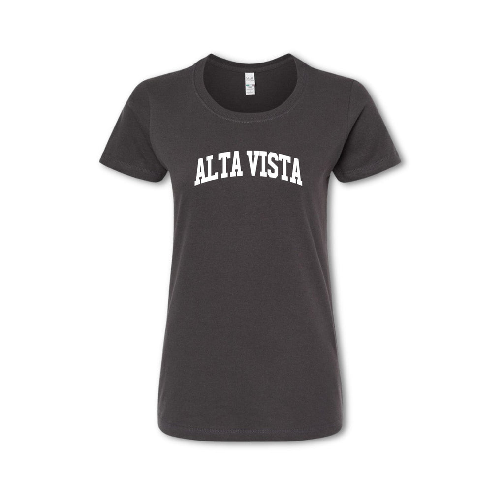 ALTA VISTA - T-shirt (Women's) grey with white lettering across front