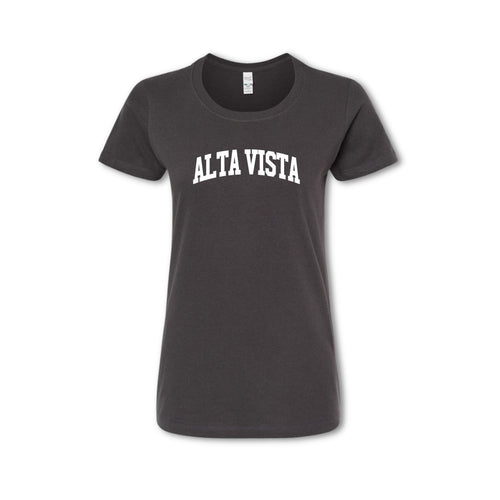 ALTA VISTA - T-shirt (Women's) grey with white lettering across front