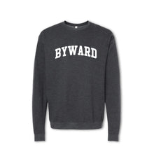 Load image into Gallery viewer, A gray crewneck sweatshirt with the text &#39;BYWARD&#39; printed in bold letters across the chest.
