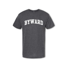 Load image into Gallery viewer, A gray t-shirt with the text &#39;BYWARD&#39; printed in white on the chest.

