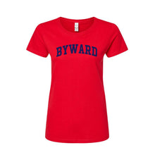Load image into Gallery viewer, BYWARD - T-shirt (Women&#39;s &amp; Men&#39;s) red with navy text
