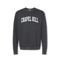 A gray crewneck sweatshirt with 'CHAPEL HILL' printed in white on the front.