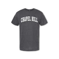 A gray t-shirt with 'CHAPEL HILL' text arched across the chest in white.