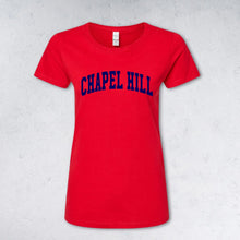 Load image into Gallery viewer, CHAPEL HILL - T-shirt (Women&#39;s &amp; Men&#39;s) red with navy printing
