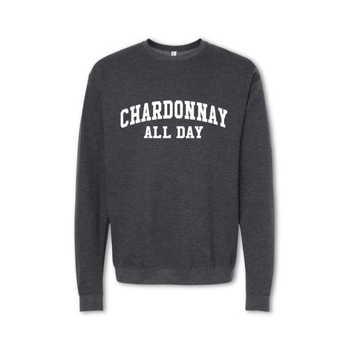 CHARDONNAY ALL DAY Collegiate Sweatshirt - Crewneck - grey