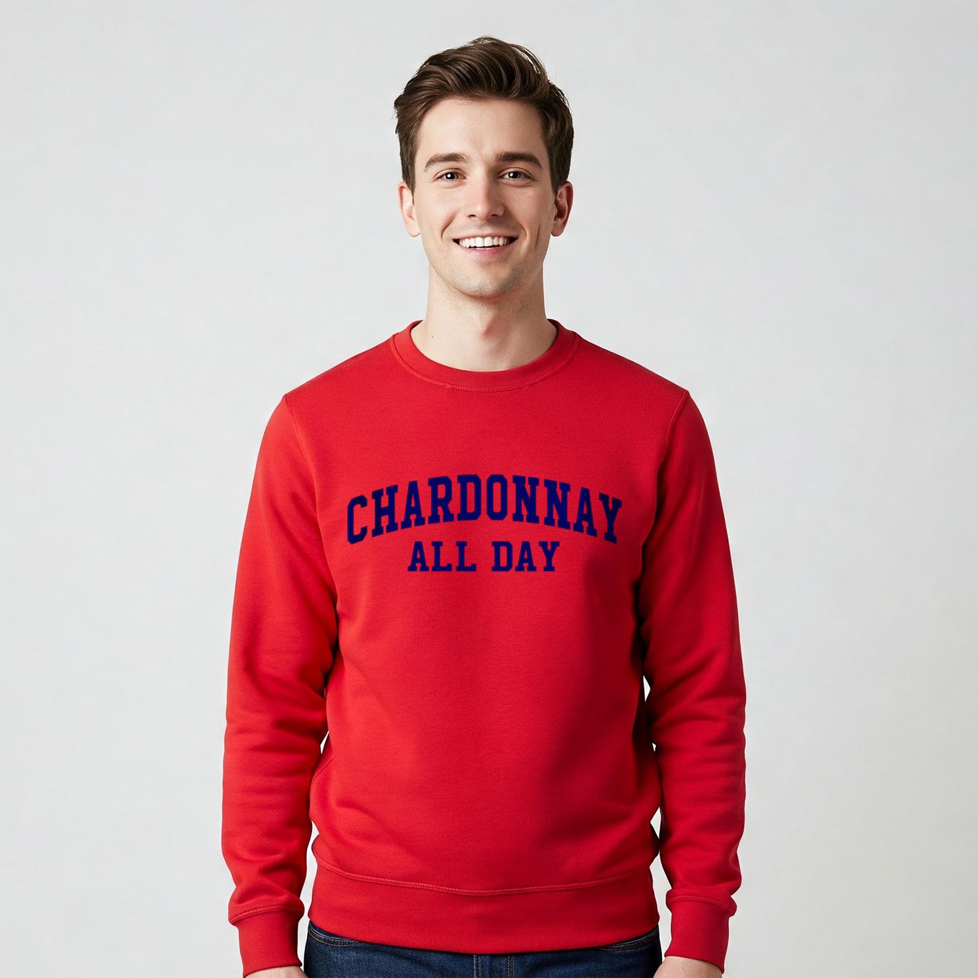 CHARDONNAY ALL DAY Collegiate Sweatshirt - Crewneck & Hoodie - red