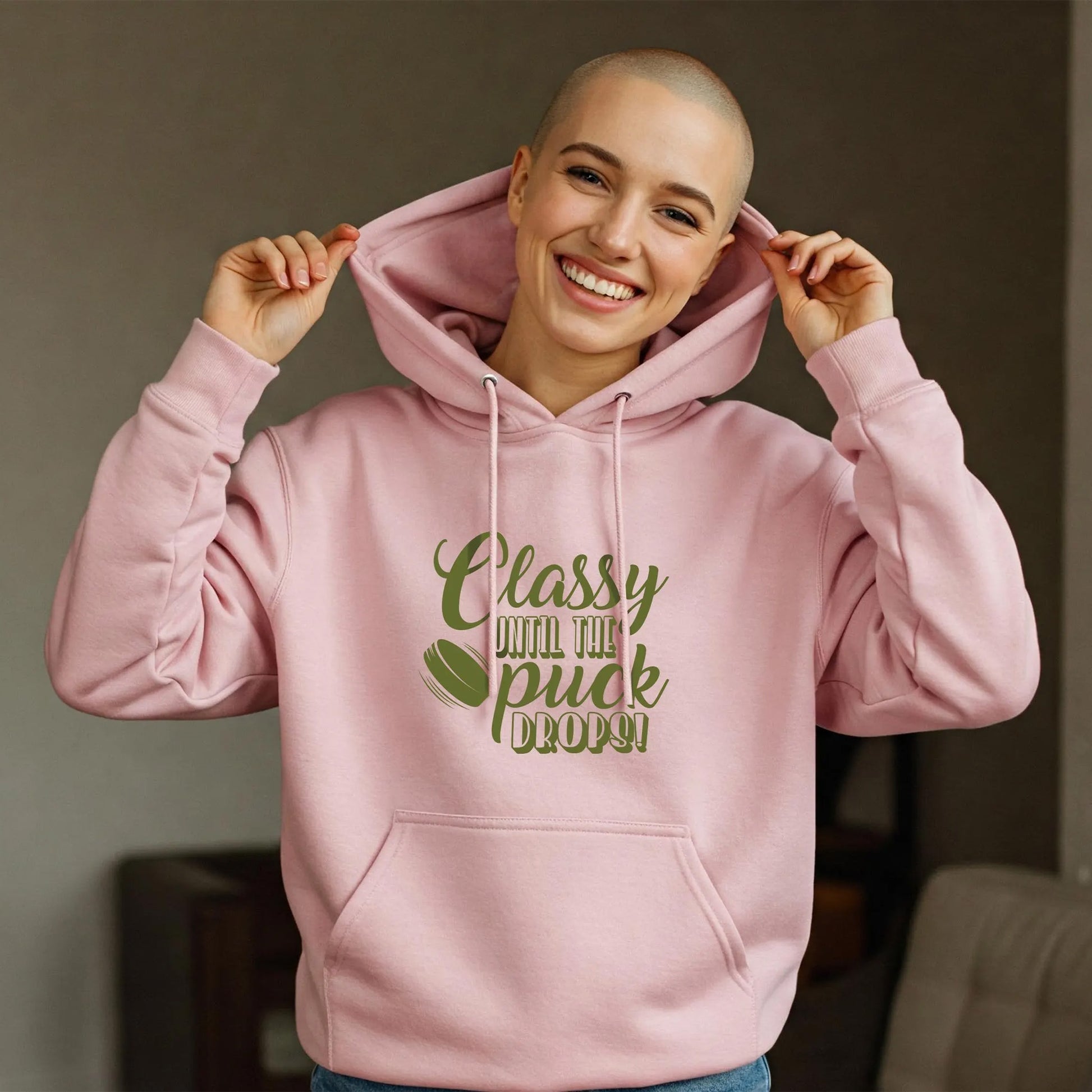 CLASSY UNTIL THE PUCK DROPS Sweatshirt - Crewneck & Hoodie PINK
