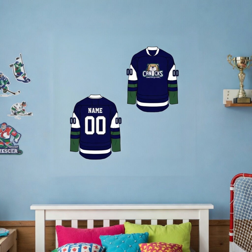Canucks decals on kids bedroom wall