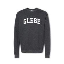 Load image into Gallery viewer, A gray crewneck sweatshirt with the word &#39;GLEBE&#39; printed in bold letters across the chest.
