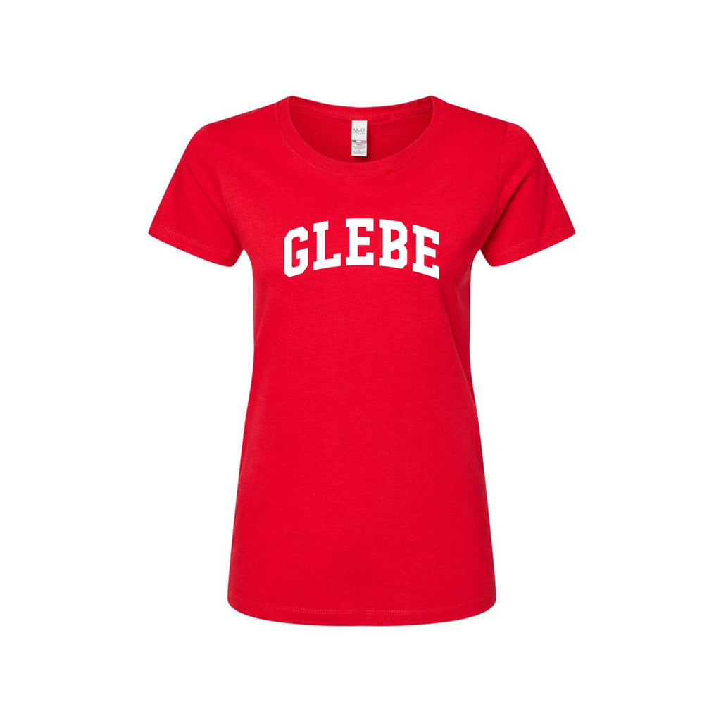 GLEBE - T-shirt (Women's & Men's) red with white printing on front