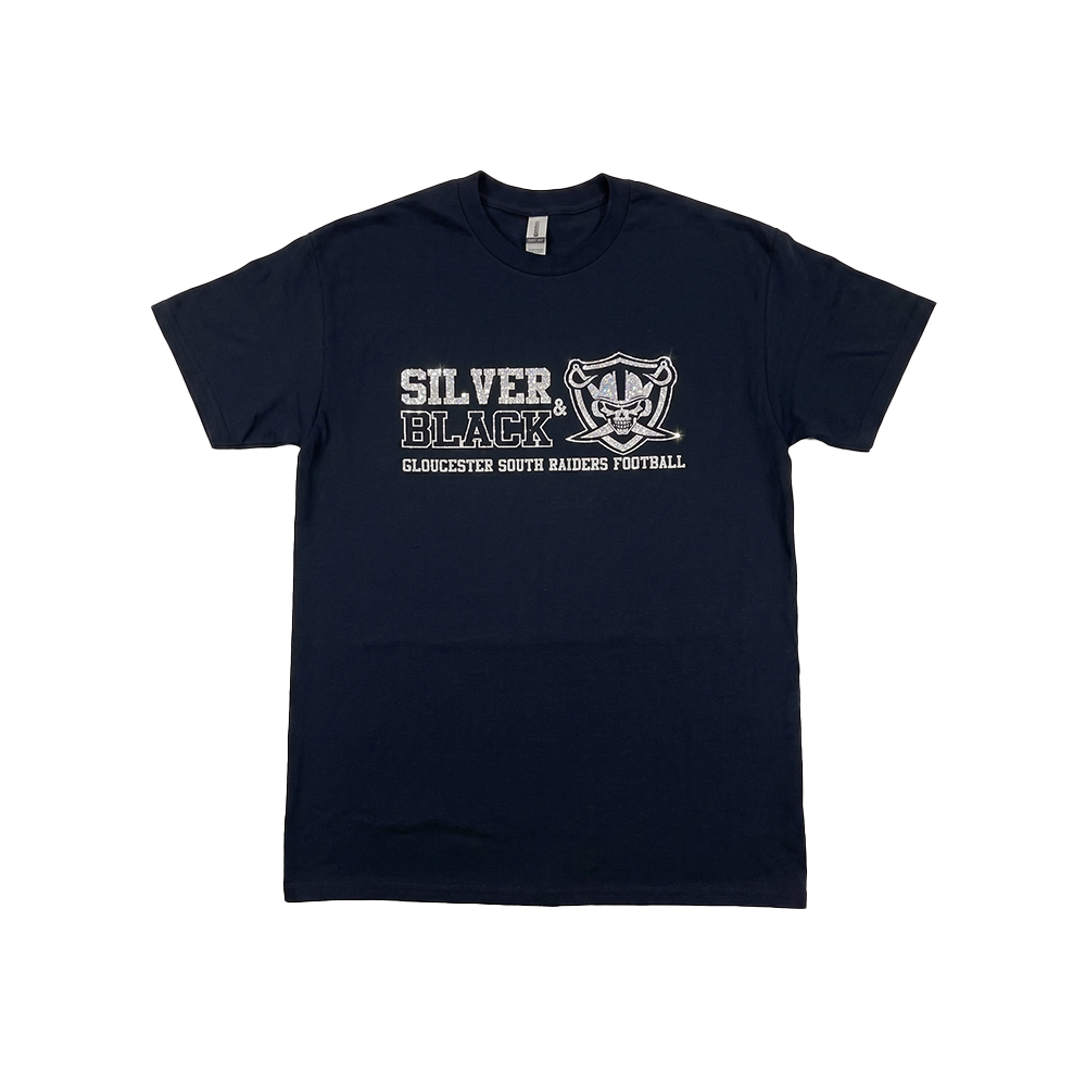 GLOUCESTER RAIDERS FOOTBALL - Cotton T-Shirt (Silver & Black)