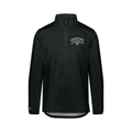 Black quarter-zip pullover with a logo on a white background