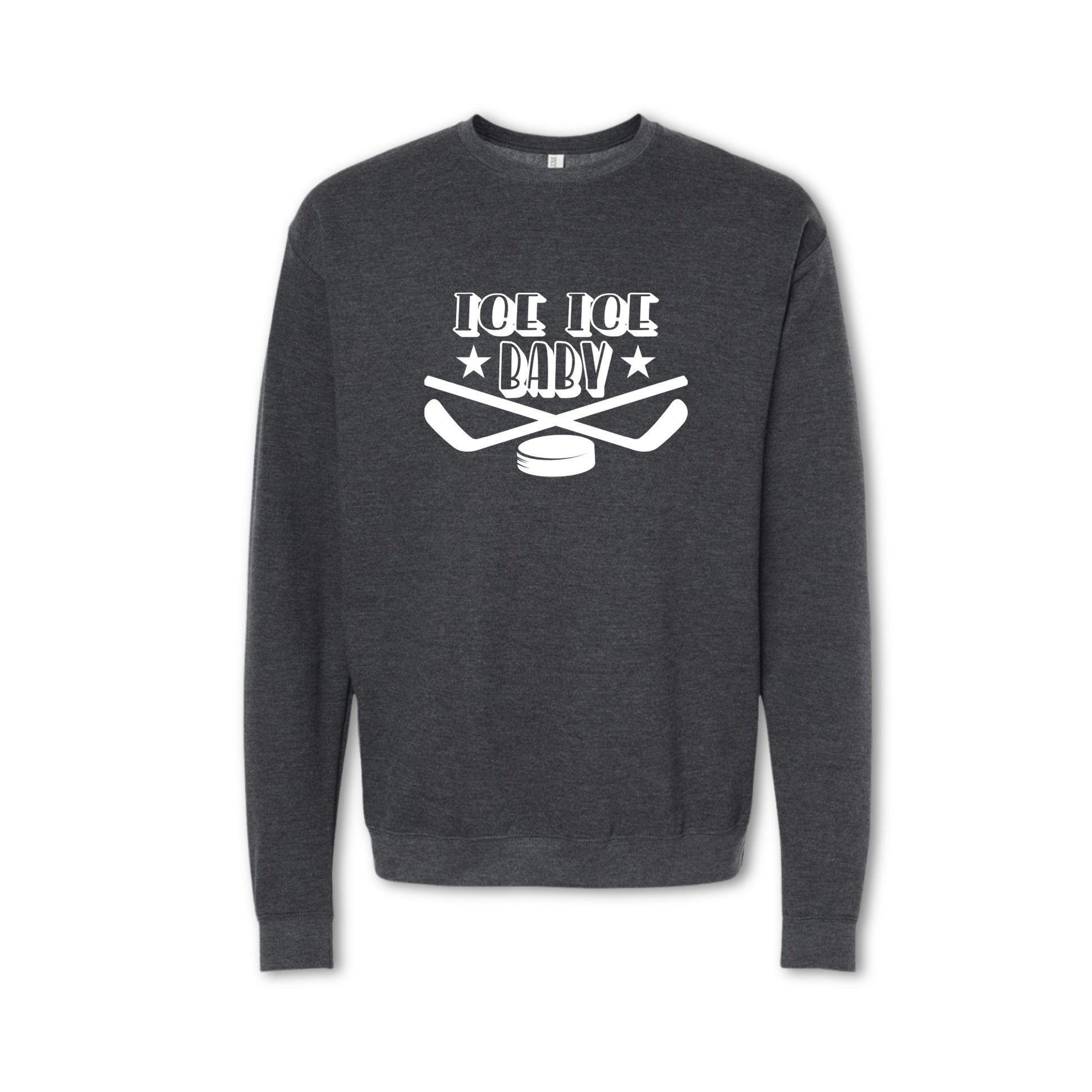Dark gray sweatshirt with 'Ice Ice Baby' graphic on a white background