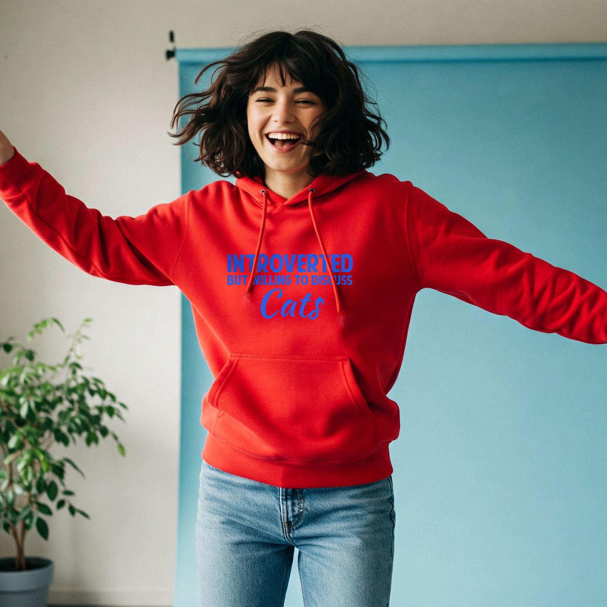 INTROVERTED BUT WILLING TO DISCUSS CATS Sweatshirt - Crewneck & Hoodie red