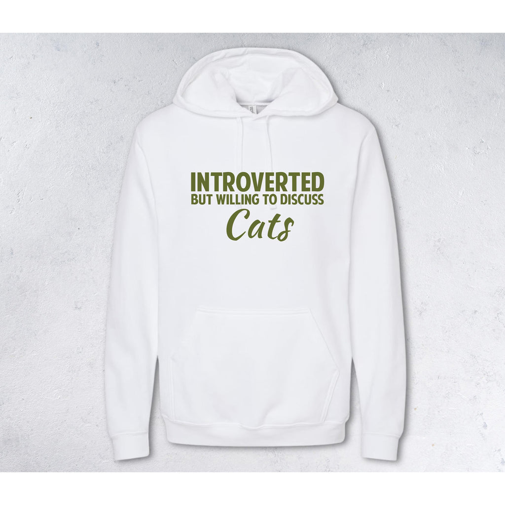 INTROVERTED BUT WILLING TO DISCUSS CATS Sweatshirt - Crewneck & Hoodie white