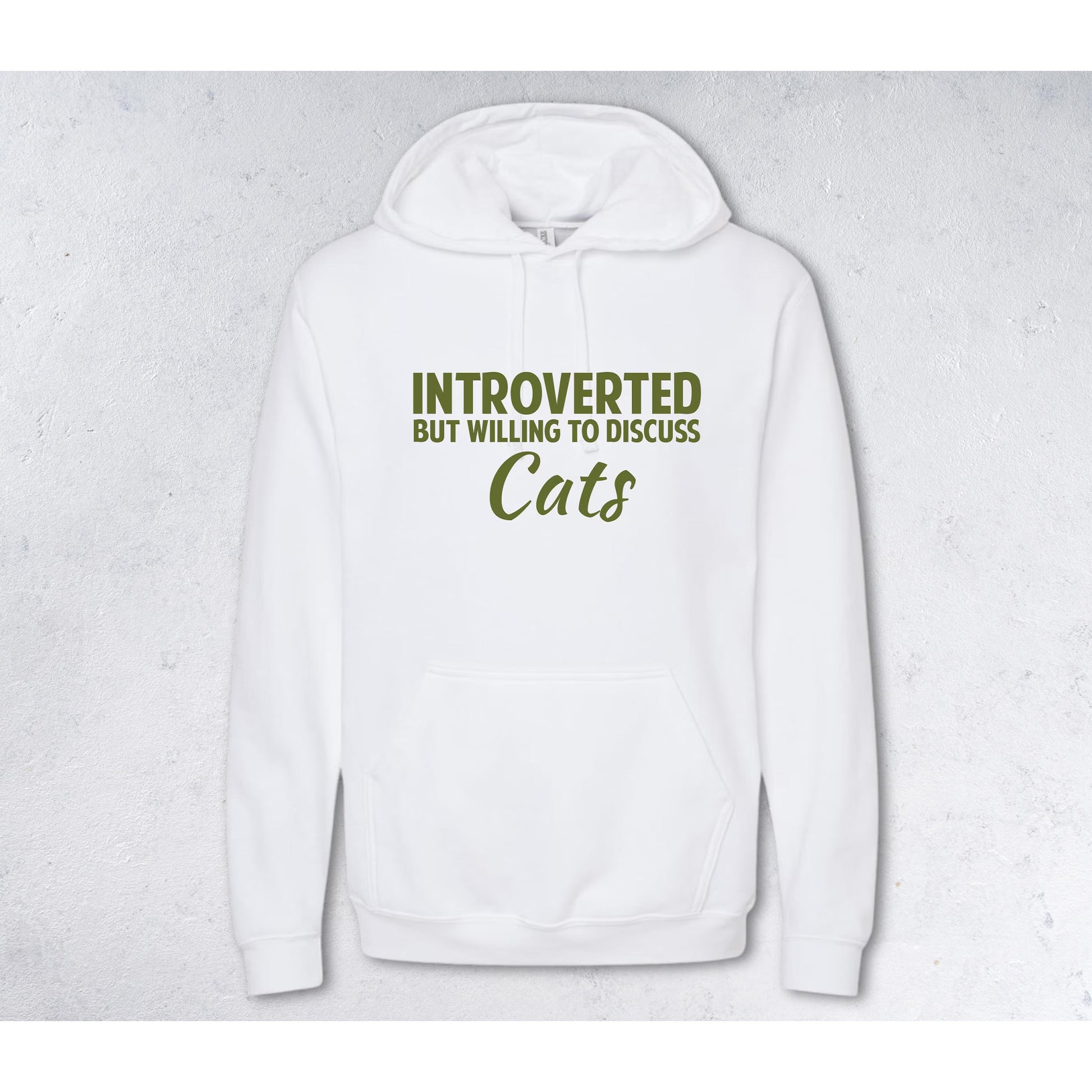 INTROVERTED BUT WILLING TO DISCUSS CATS Sweatshirt - Crewneck & Hoodie white