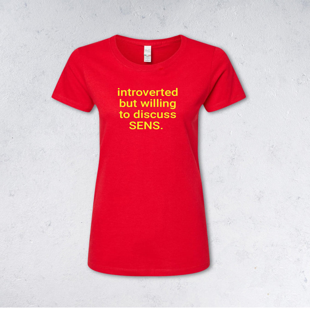 INTROVERTED BUT WILLING TO DISCUSS SENS. T-Shirt - Senators Lover Tee (Women's & Men's) - red
