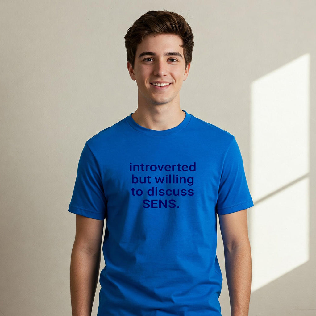 INTROVERTED BUT WILLING TO DISCUSS SENS. T-Shirt - Senators Lover Tee (Women's & Men's) - blue