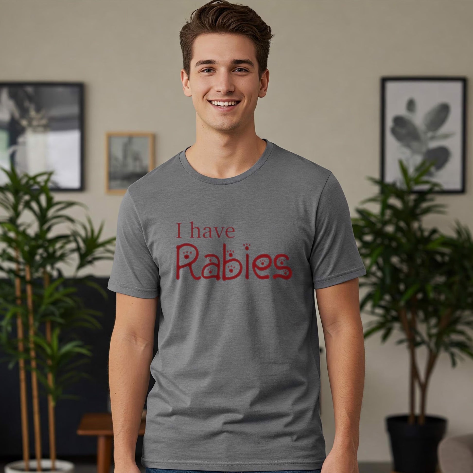 I HAVE RABIES (paws) - T-shirt grey