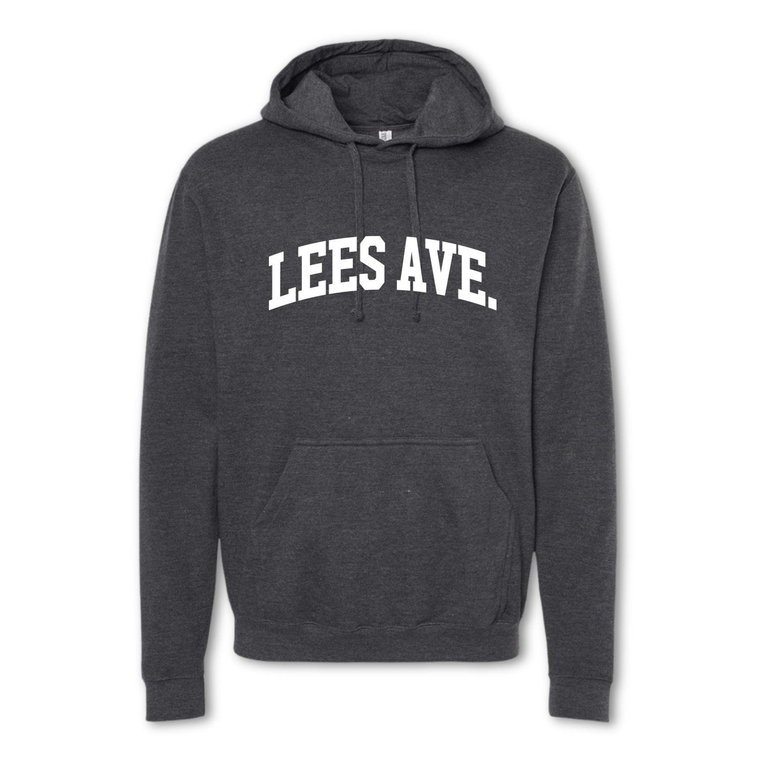 A gray crewneck sweatshirt with 'LEES AVE.' printed in white on the front.