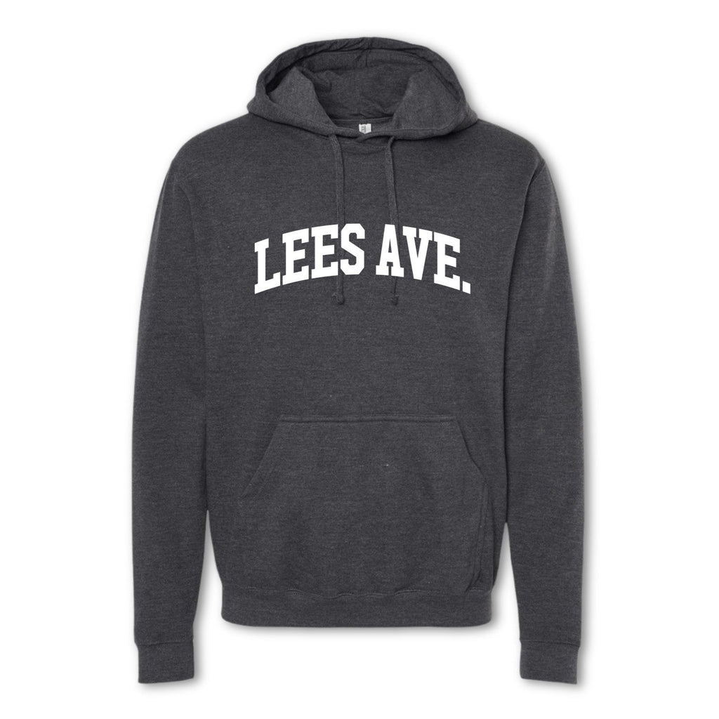 A gray crewneck sweatshirt with 'LEES AVE.' printed in white on the front.