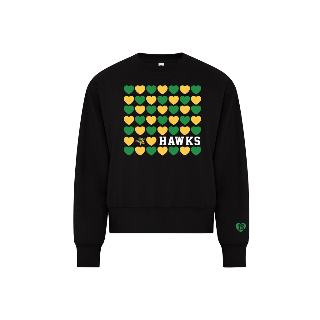 LEITRIM HAWKS - Cotton-Face Fleece Ladies’ Crewneck (Hearts)