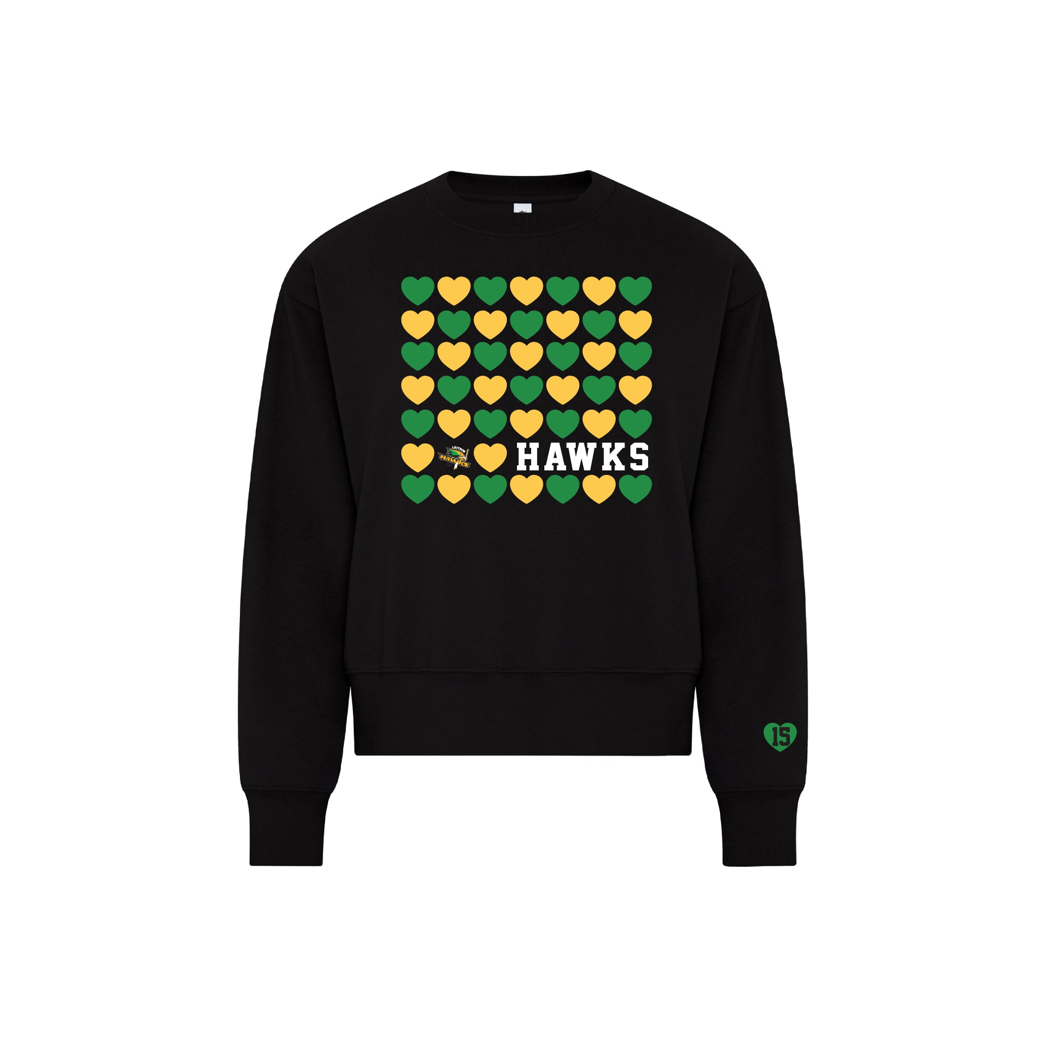 LEITRIM HAWKS - Cotton-Face Fleece Ladies’ Crewneck (Hearts)