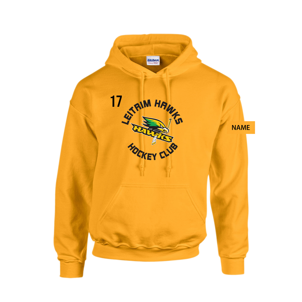 LEITRIM HAWKS - *NEW* Cotton Hoodie with Pocket (Centre Ice) yellow