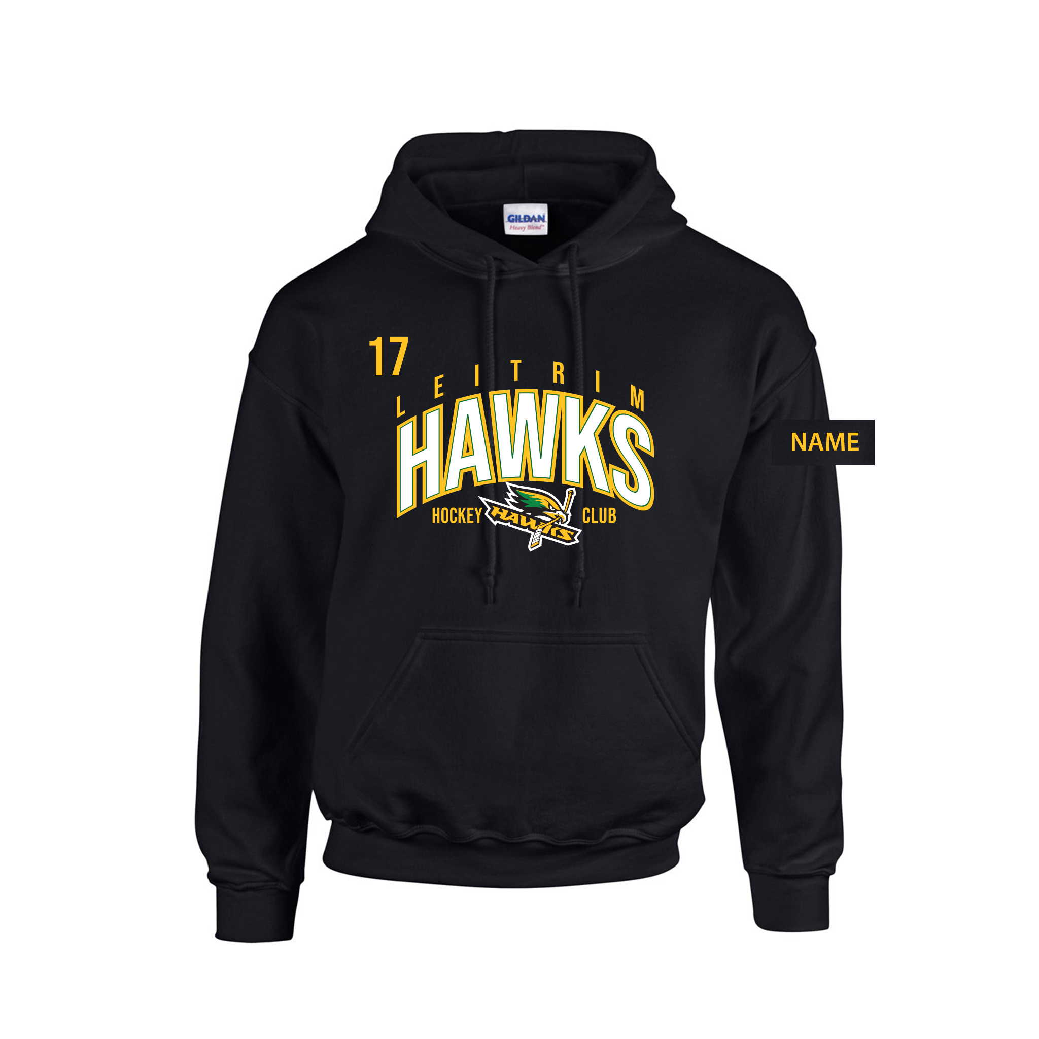 LEITRIM HAWKS - *NEW* Cotton Hoodie (Locker Room) black