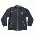 Black Bauer jacket with grey zippers and a logo on a white background
