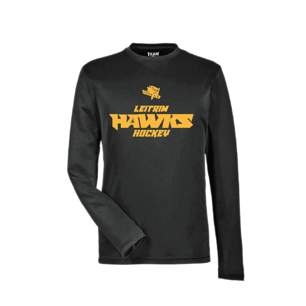 LEITRIM HAWKS - Dri-FIT Long Sleeve Shirt (Wordmark Logo) black