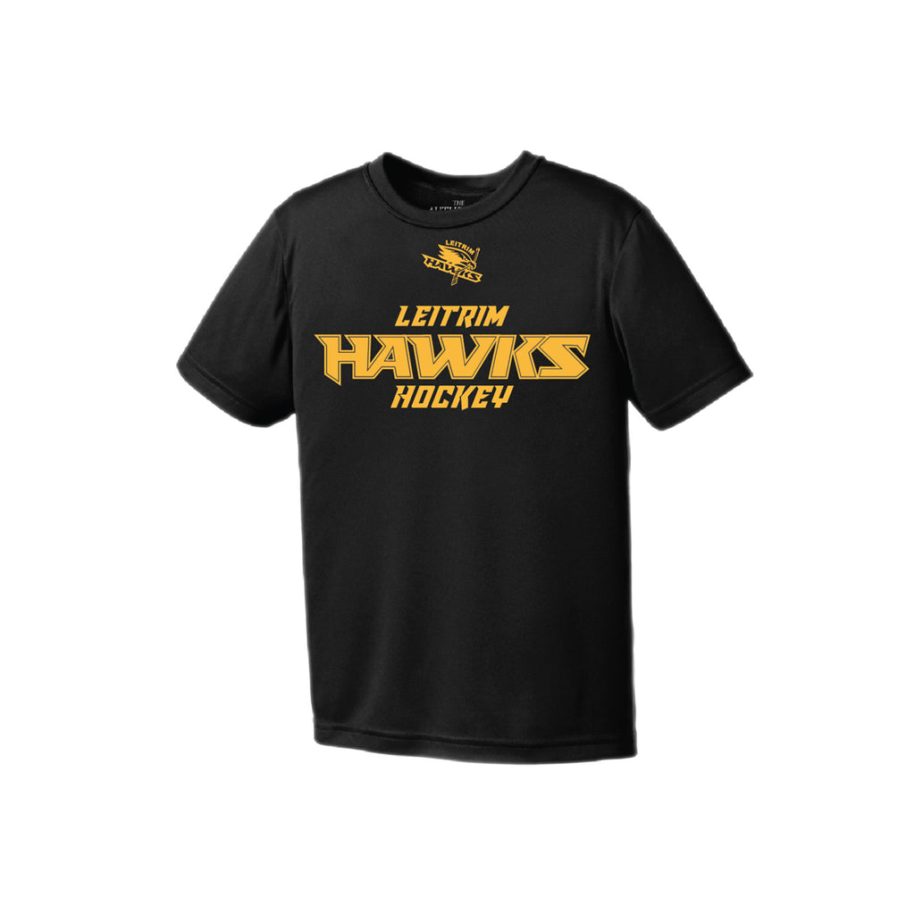 LEITRIM HAWKS - Dri-fit T-Shirt (Wordmark Logo) black