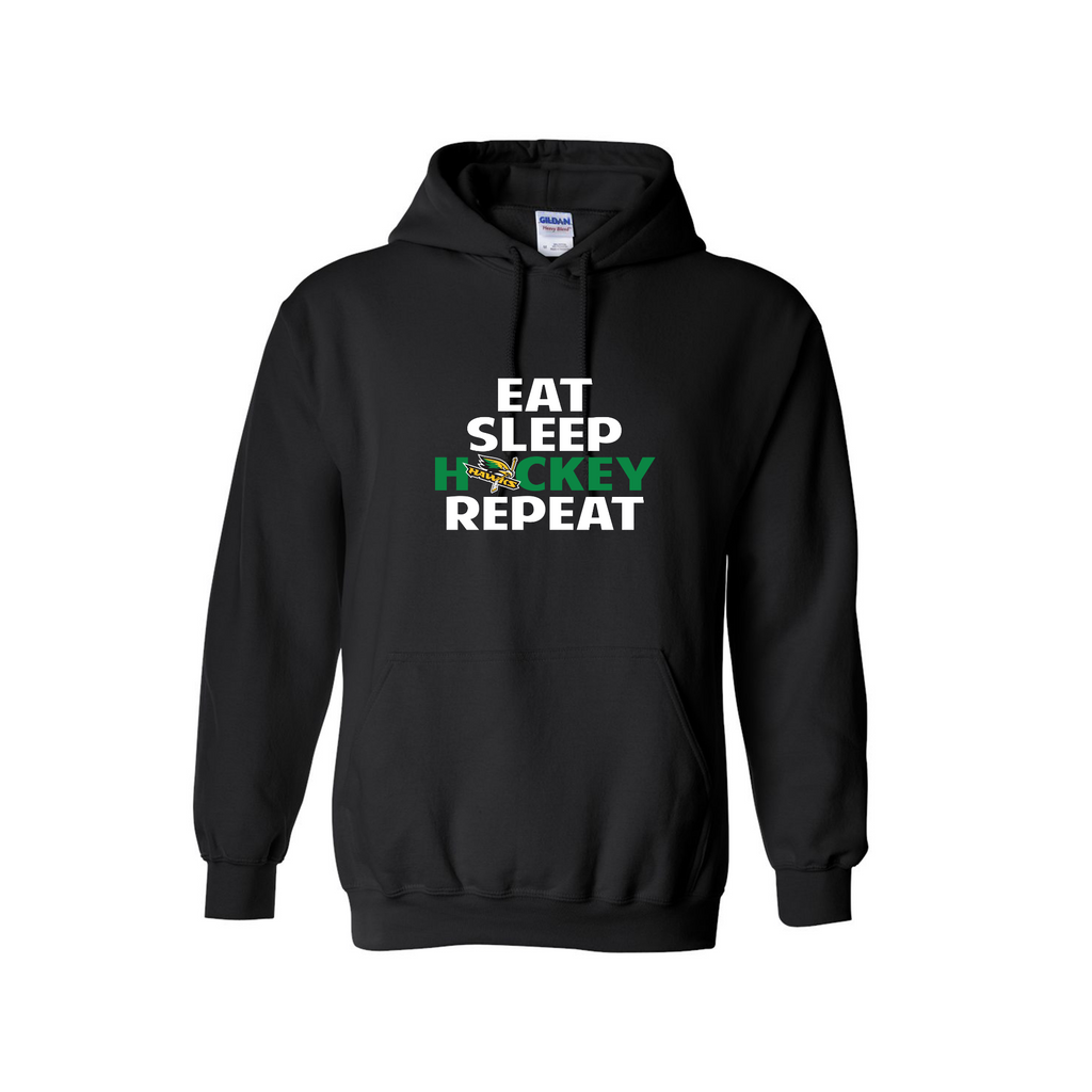 LEITRIM HAWKS - Eat, Sleep, Hockey, Repeat Cotton Hoodie -black
