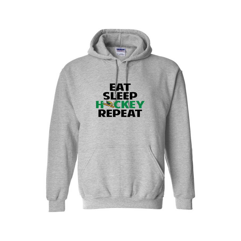 LEITRIM HAWKS - Eat, Sleep, Hockey, Repeat Cotton Hoodie - grey