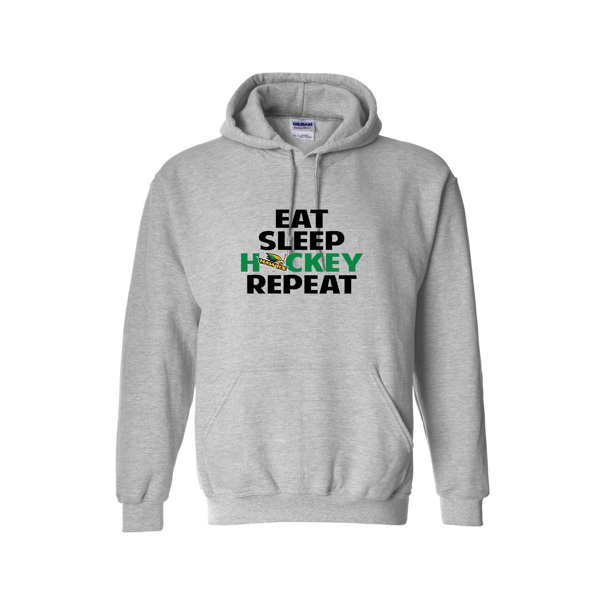 LEITRIM HAWKS - Eat, Sleep, Hockey, Repeat Cotton Hoodie - grey