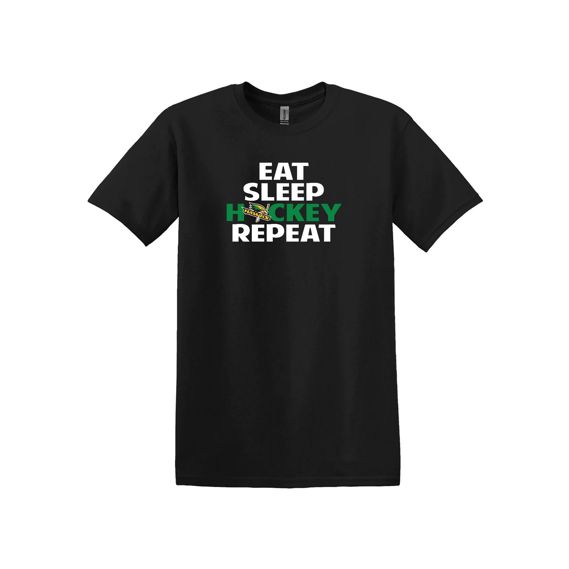 LEITRIM HAWKS - Eat, Sleep, Hockey, Repeat Cotton T-shirt - black
