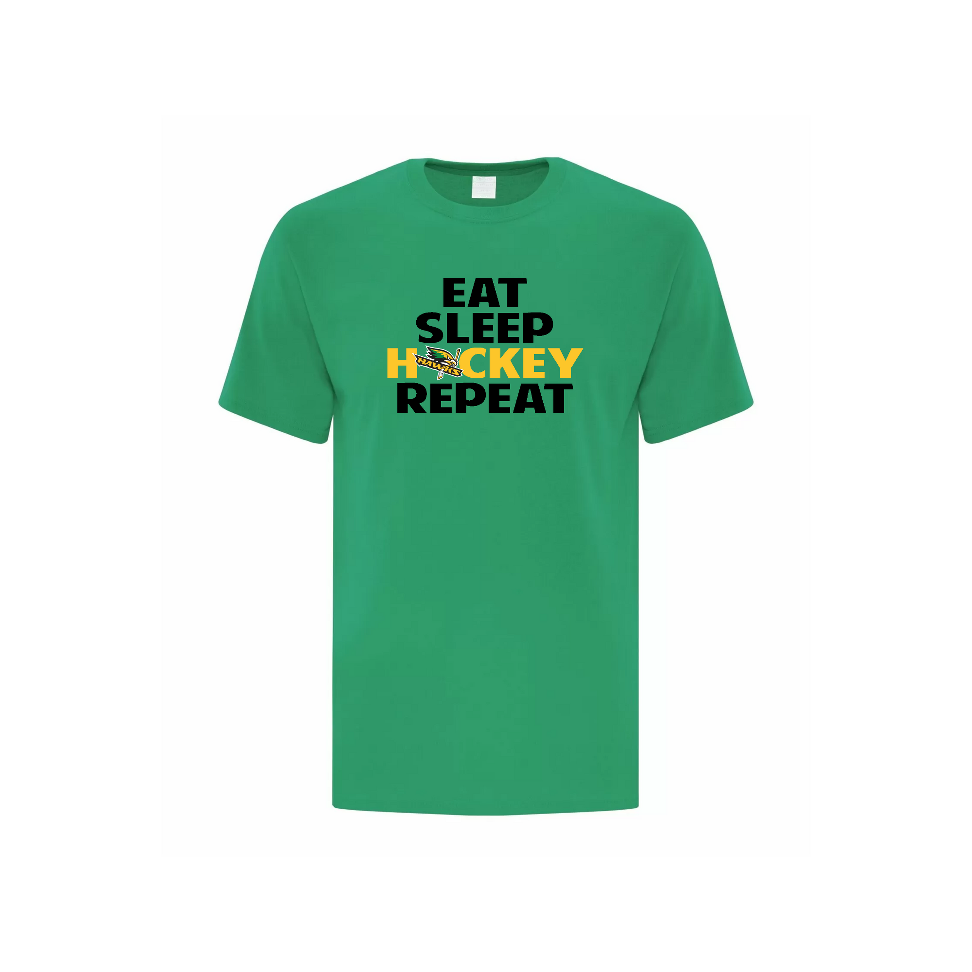 LEITRIM HAWKS - Eat, Sleep, Hockey, Repeat Cotton T-shirt - green