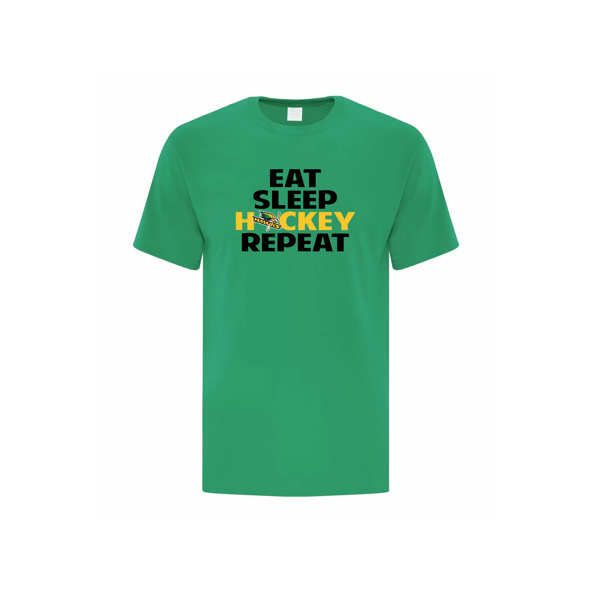 LEITRIM HAWKS - Eat, Sleep, Hockey, Repeat Cotton T-shirt - green