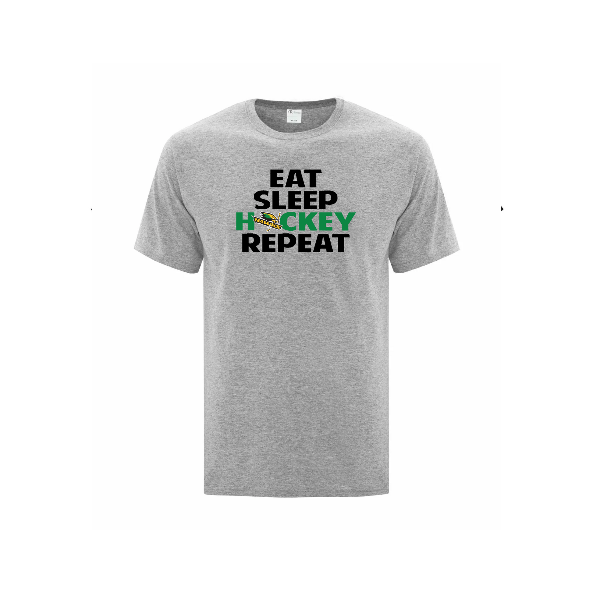 LEITRIM HAWKS - Eat, Sleep, Hockey, Repeat Cotton T-shirt - grey