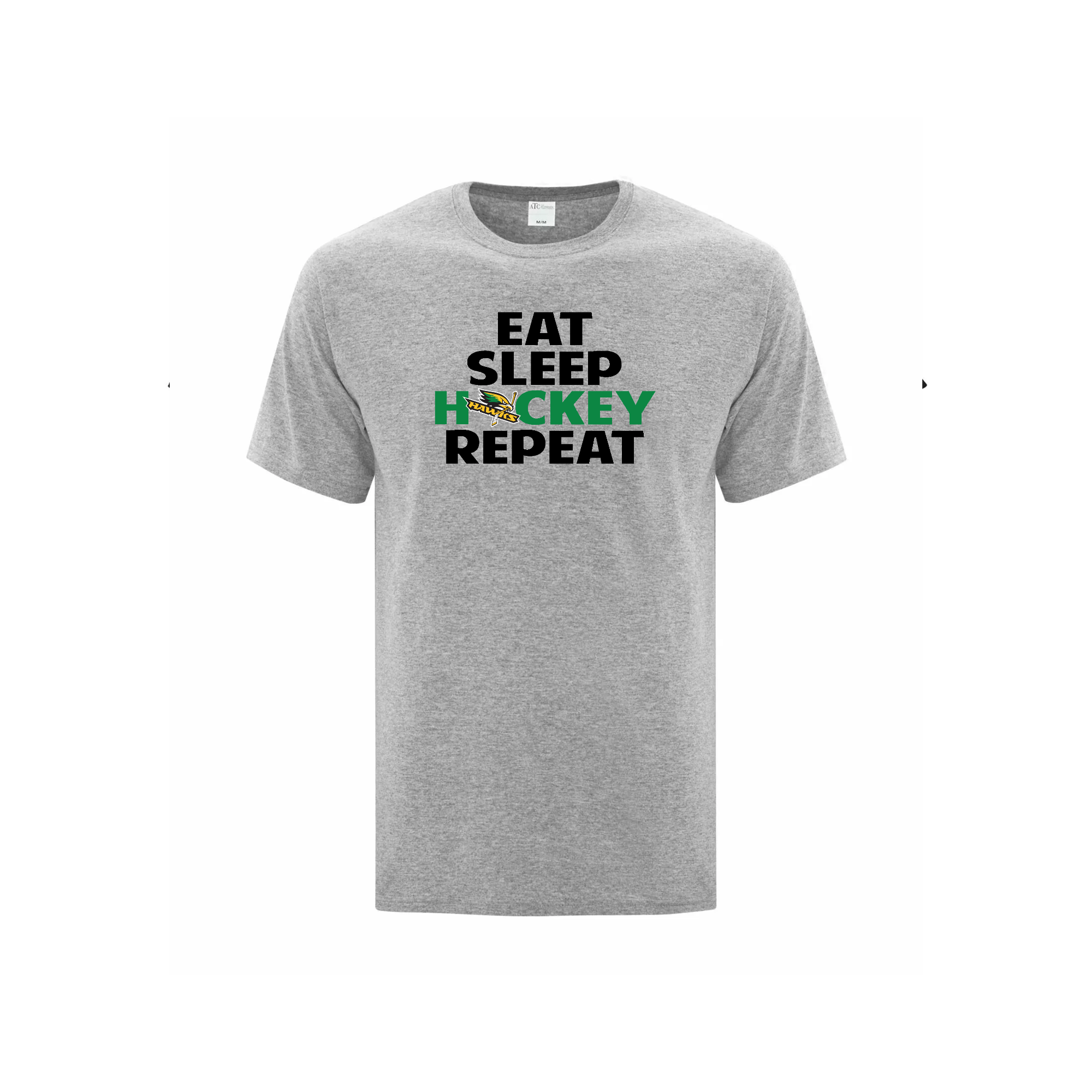 LEITRIM HAWKS - Eat, Sleep, Hockey, Repeat Cotton T-shirt - grey