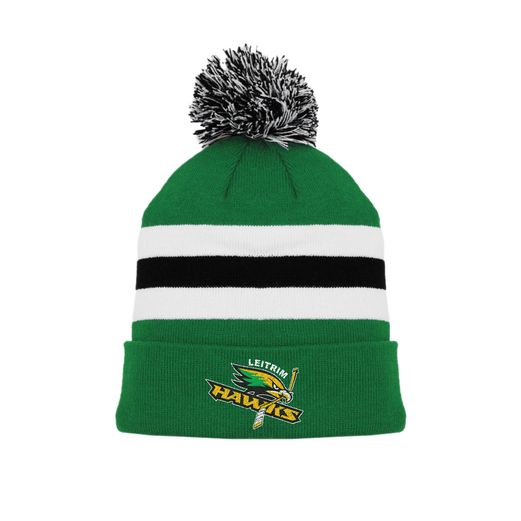 LEITRIM HAWKS - Black/Green Pom Pom Toque