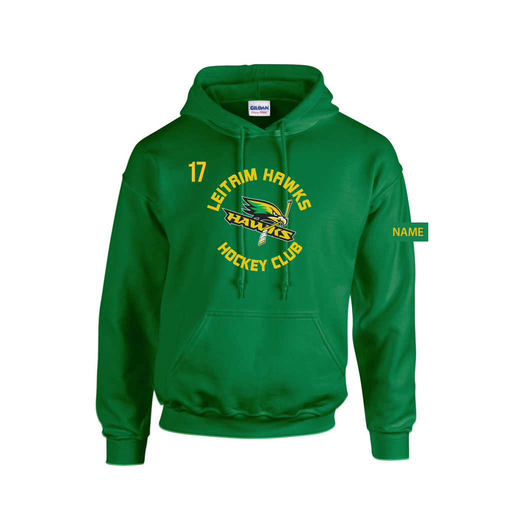 LEITRIM HAWKS - *NEW* Cotton Hoodie with Pocket (Centre Ice) green