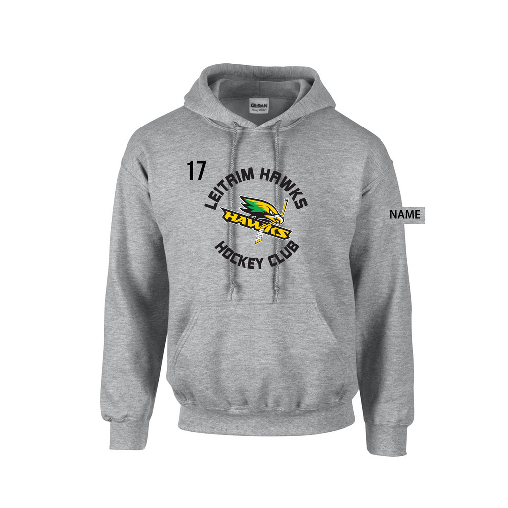 LEITRIM HAWKS - *NEW* Cotton Hoodie with Pocket (Centre Ice) grey