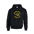 Black hoodie with Leitrim Hawks Hockey Club logo on a white background