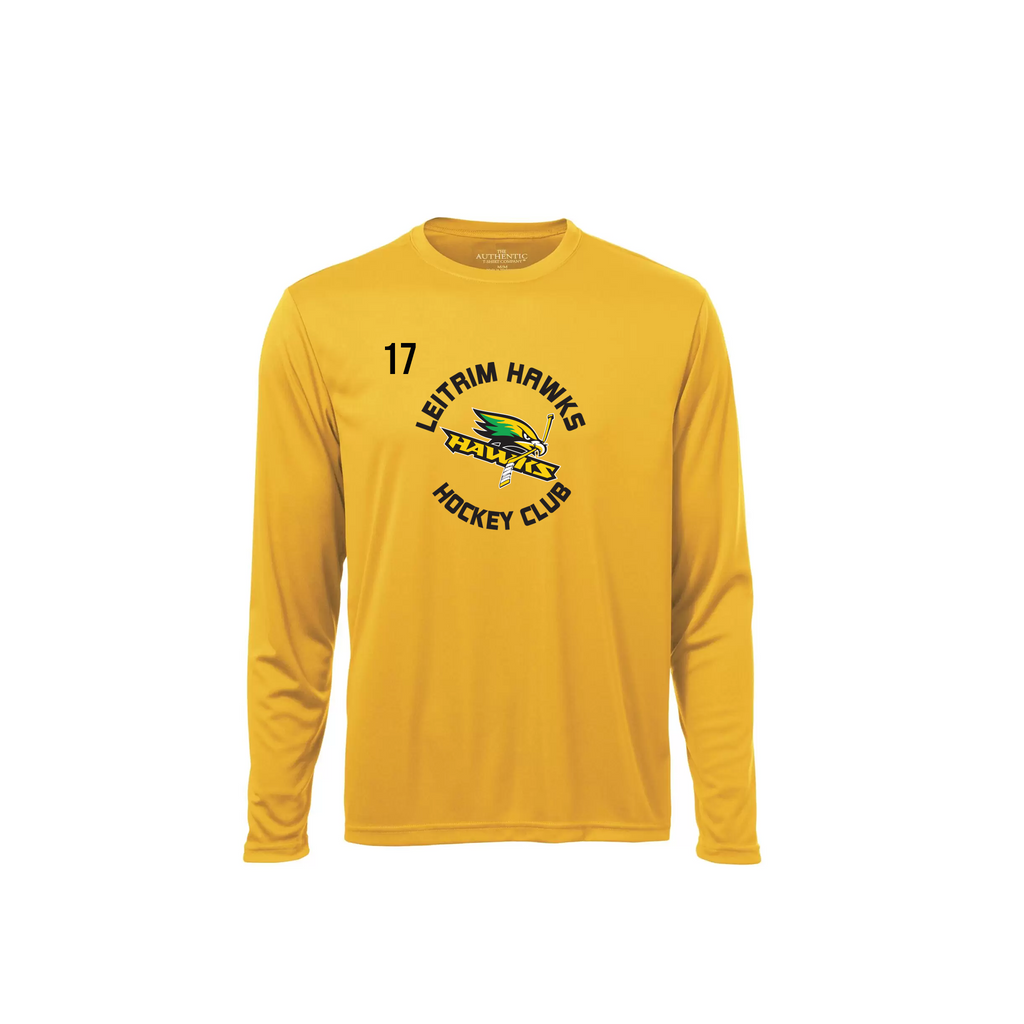 LEITRIM HAWKS - *NEW* Dri-FIT Long Sleeve Shirt (Centre Ice) yellow